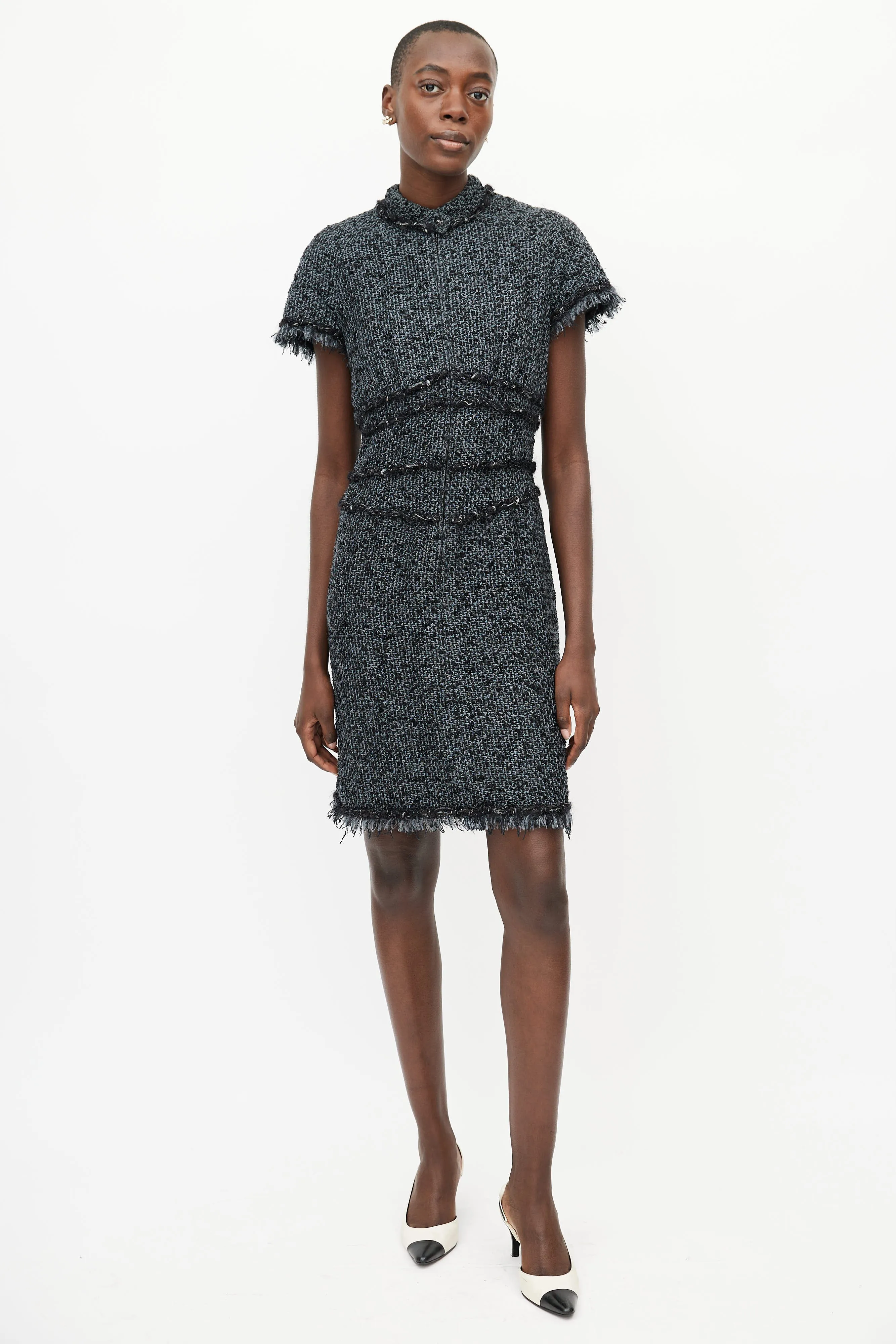 Black & Grey Tweed Dress