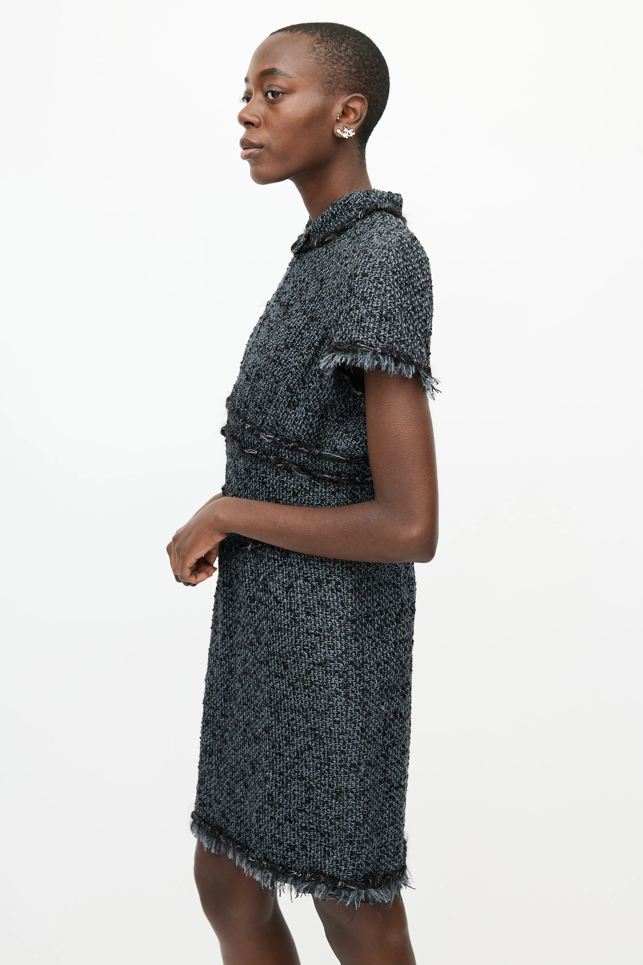 Black & Grey Tweed Dress