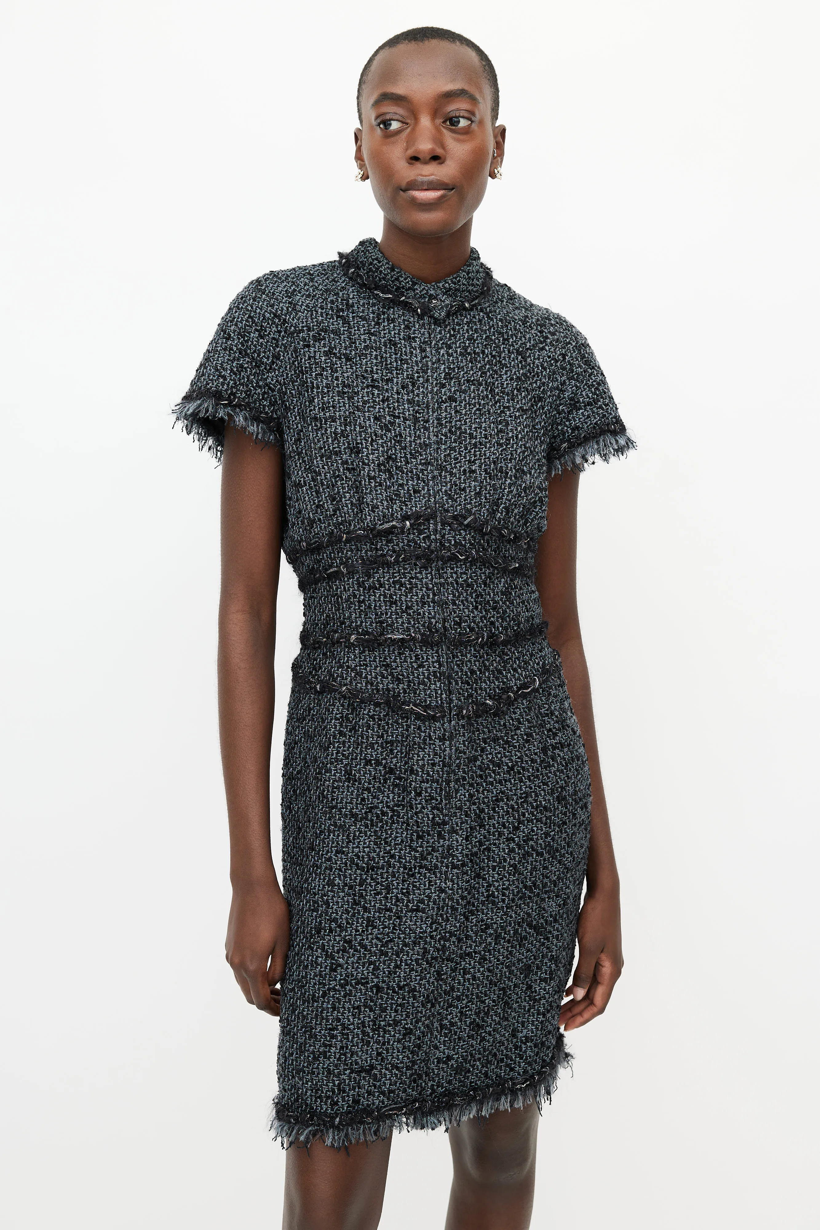 Black & Grey Tweed Dress
