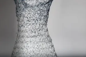 Blue Silver Sweetheart Wire Dress Sculpture ~ Vinea Crescente Dress (Growing Vine Dress)