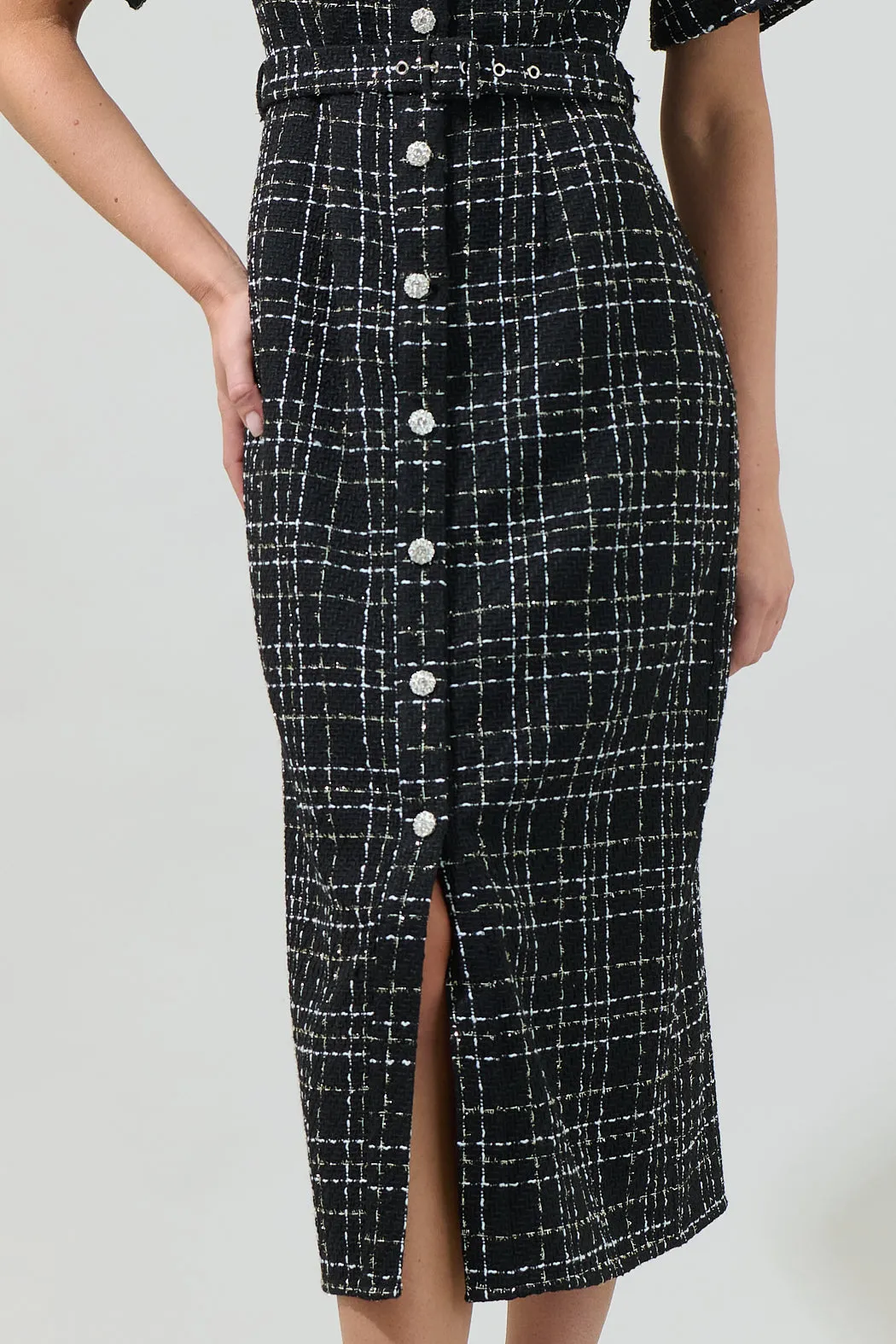 Brook Tweed Button Down Midi Dress