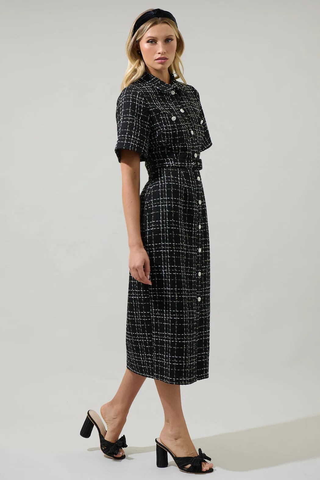 Brook Tweed Button Down Midi Dress