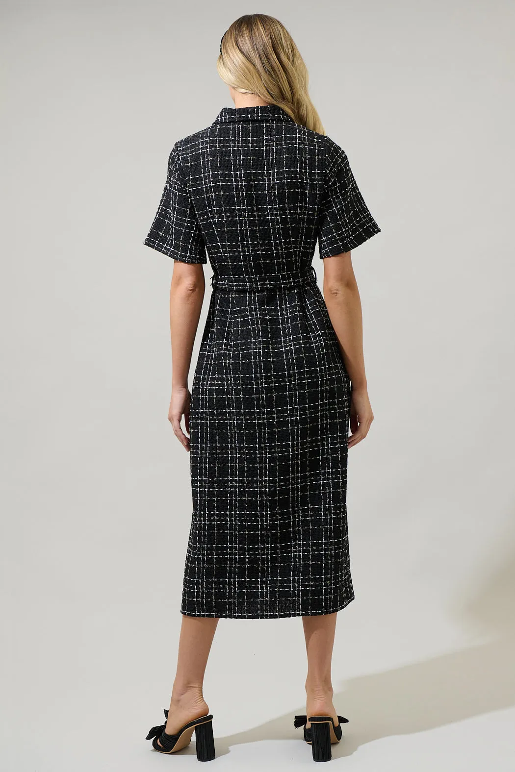 Brook Tweed Button Down Midi Dress