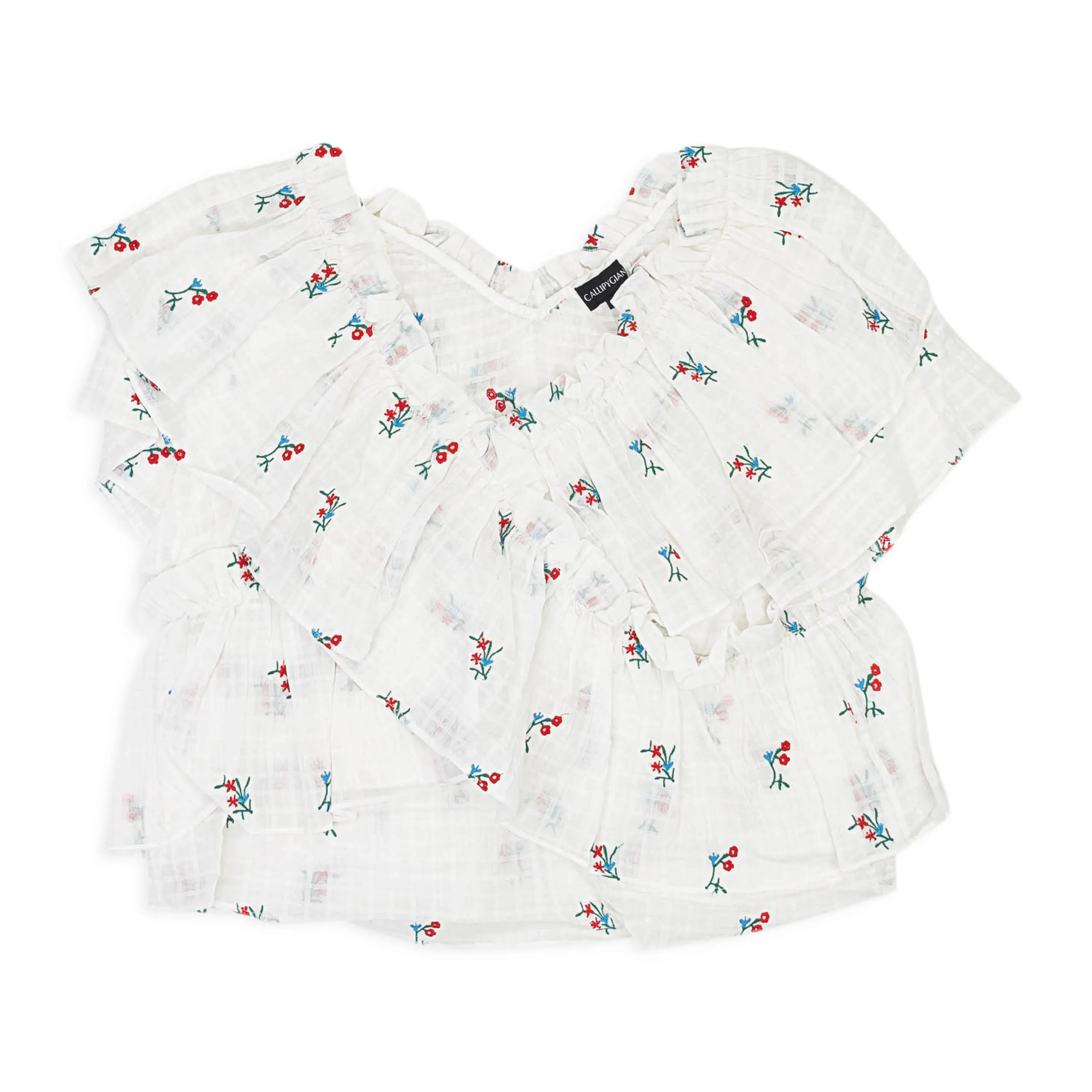 CALLIPYGIAN RUFFLE WHITE BLOUSE