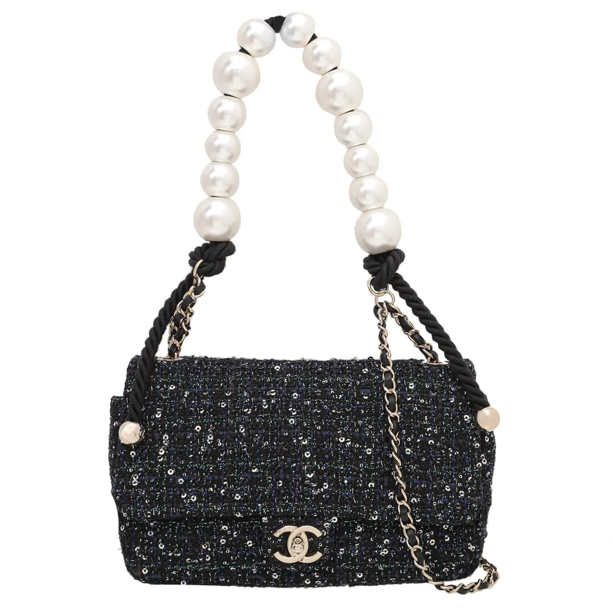 Chanel Bicolor CC Tweed Pearl Flap Medium Bag