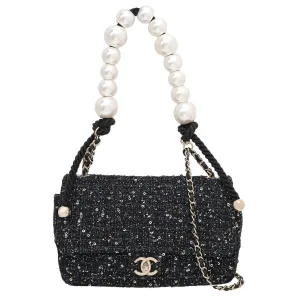 Chanel Bicolor CC Tweed Pearl Flap Medium Bag
