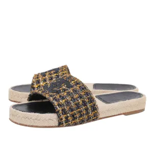 Chanel Bicolor CC Tweed Sequins Mules 36