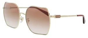 Coach 0HC7142 942913 Full Rim Shiny Light Gold Square Sunglasses