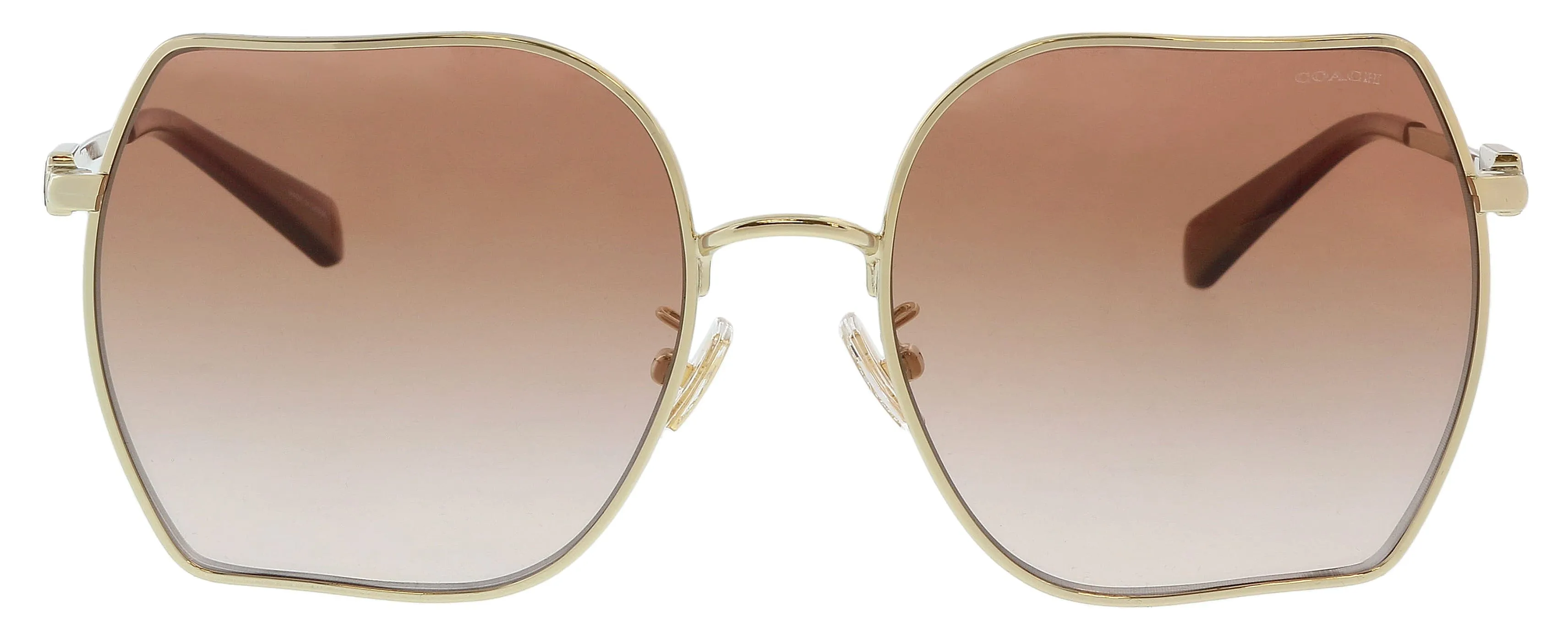 Coach 0HC7142 942913 Full Rim Shiny Light Gold Square Sunglasses