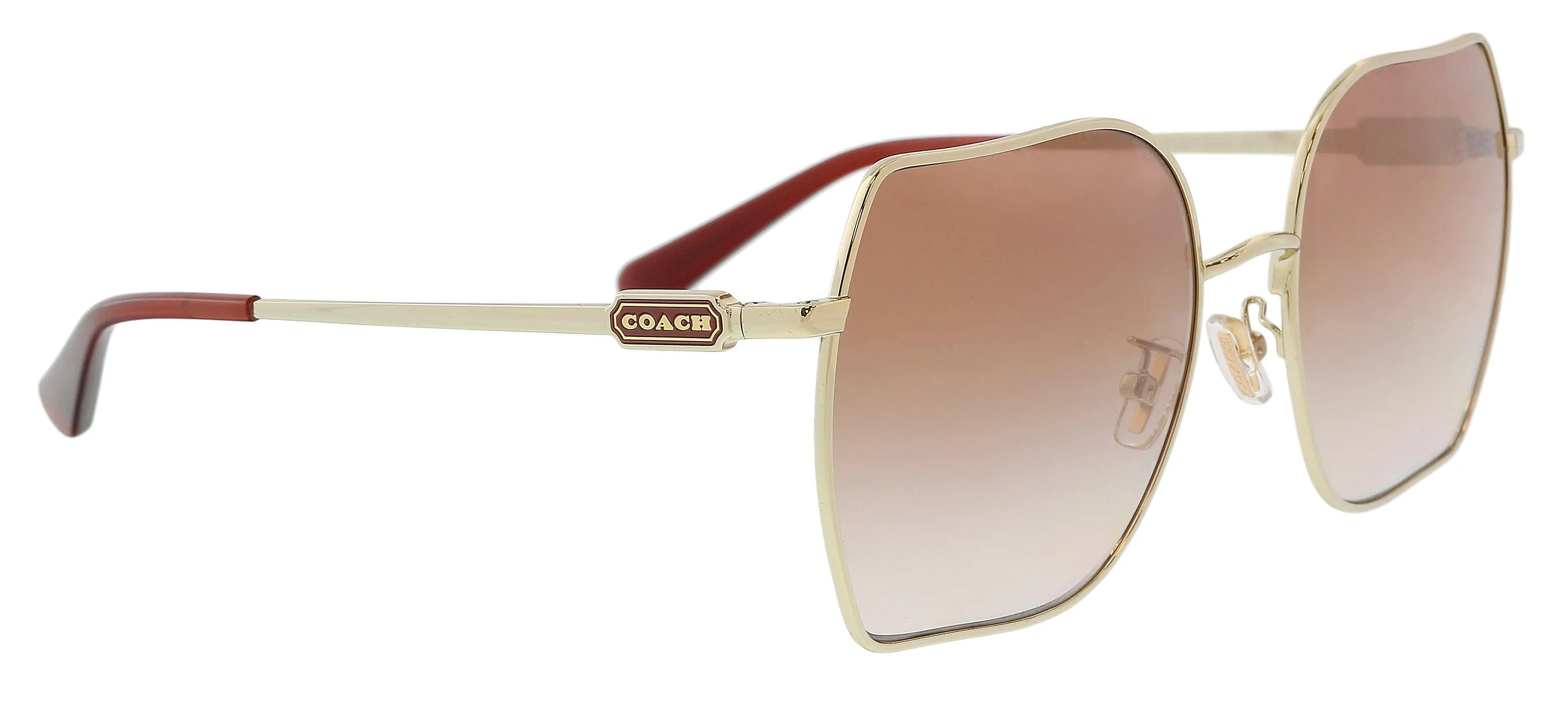 Coach 0HC7142 942913 Full Rim Shiny Light Gold Square Sunglasses