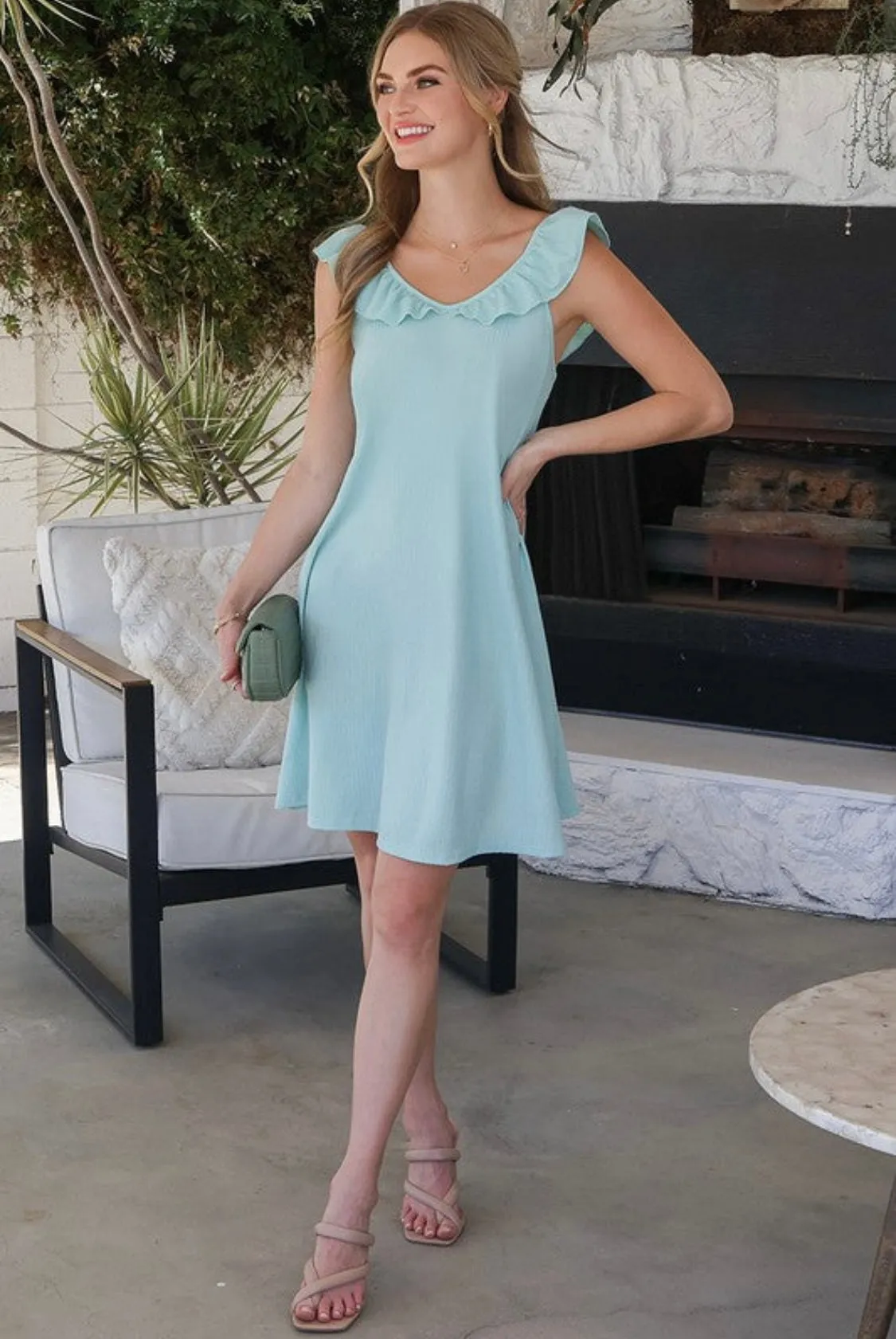 Cute Ruffle Collar Summer Dress - Final Sale