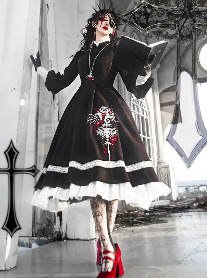 Design Ruffle Gothic Dress Original Big With Poozi