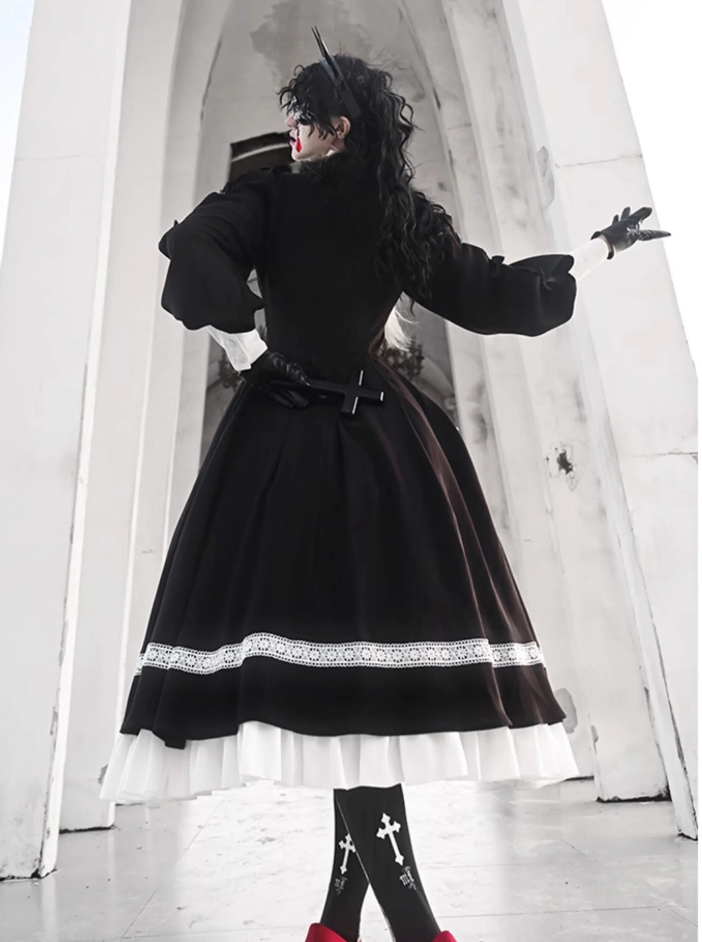 Design Ruffle Gothic Dress Original Big With Poozi