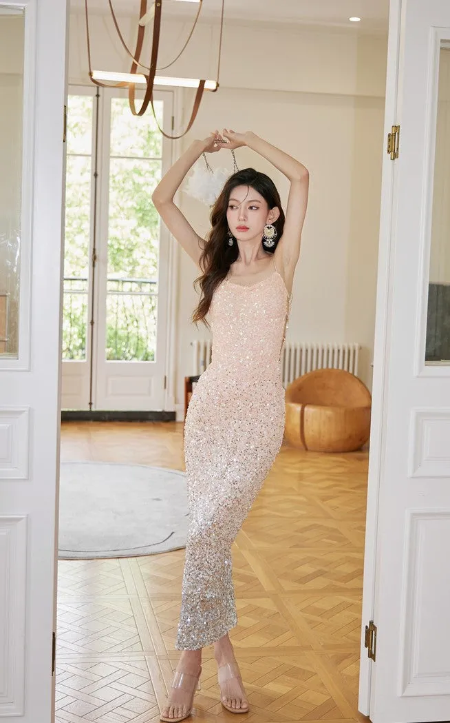 DOLLY Elegant Gradient Sleeveless Sexy Hollow Waist Cocktail Dress- (V)