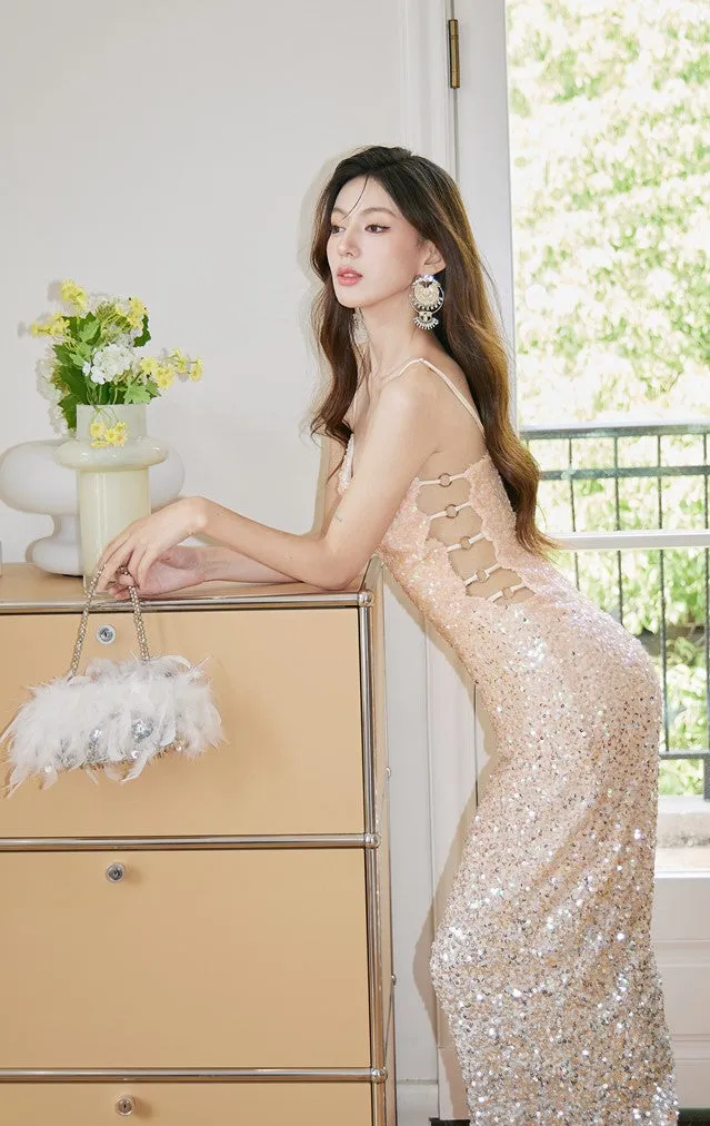 DOLLY Elegant Gradient Sleeveless Sexy Hollow Waist Cocktail Dress- (V)