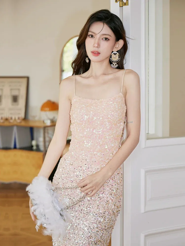 DOLLY Elegant Gradient Sleeveless Sexy Hollow Waist Cocktail Dress- (V)