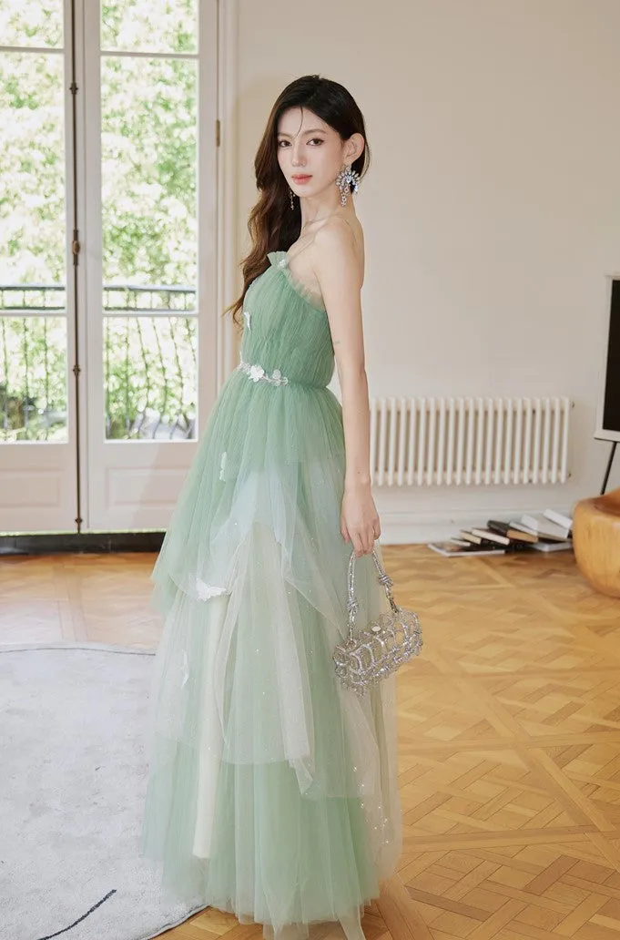 DOLLY Luxury Gradient Puffy Tube Top Sleeveless Long Princess Dress-HARIS