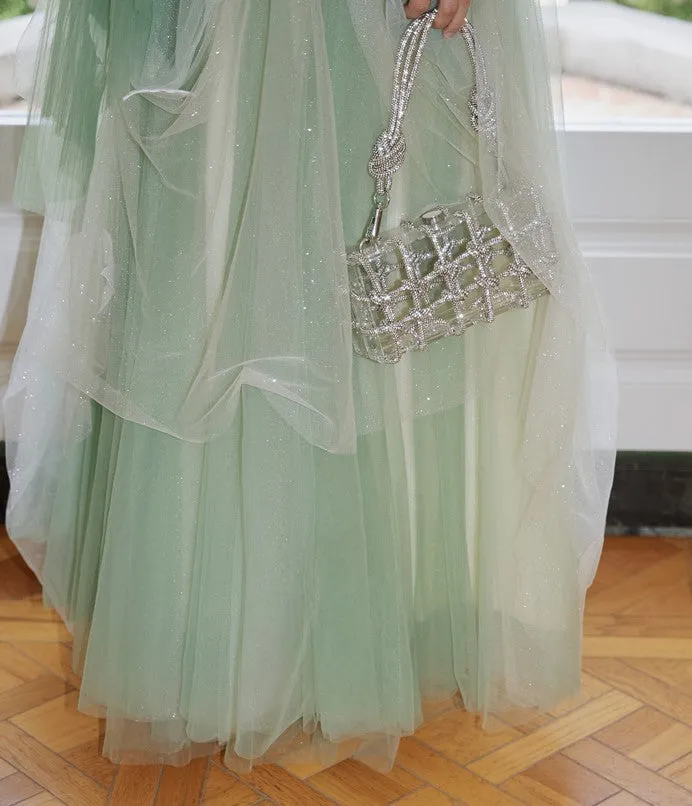 DOLLY Luxury Gradient Puffy Tube Top Sleeveless Long Princess Dress-HARIS