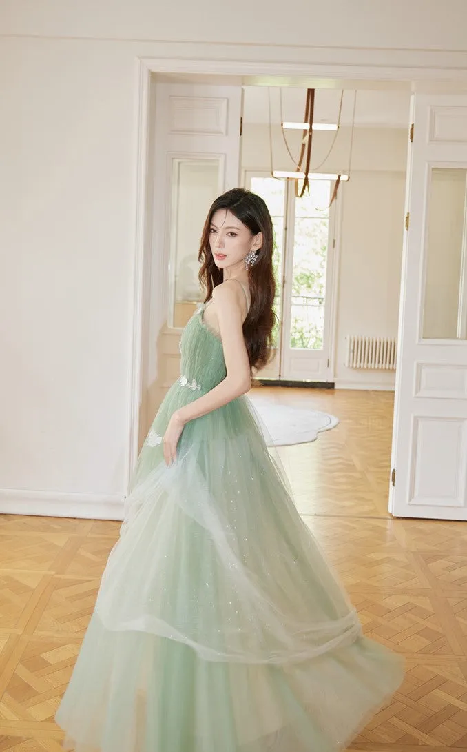 DOLLY Luxury Gradient Puffy Tube Top Sleeveless Long Princess Dress-HARIS