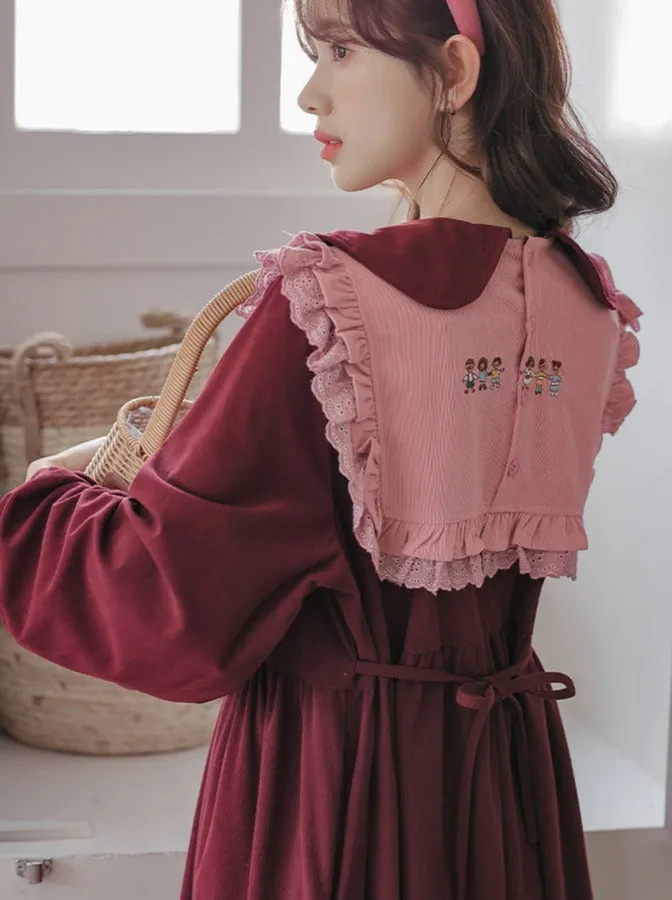 Ruffle Strawberry Retro Dress Collar