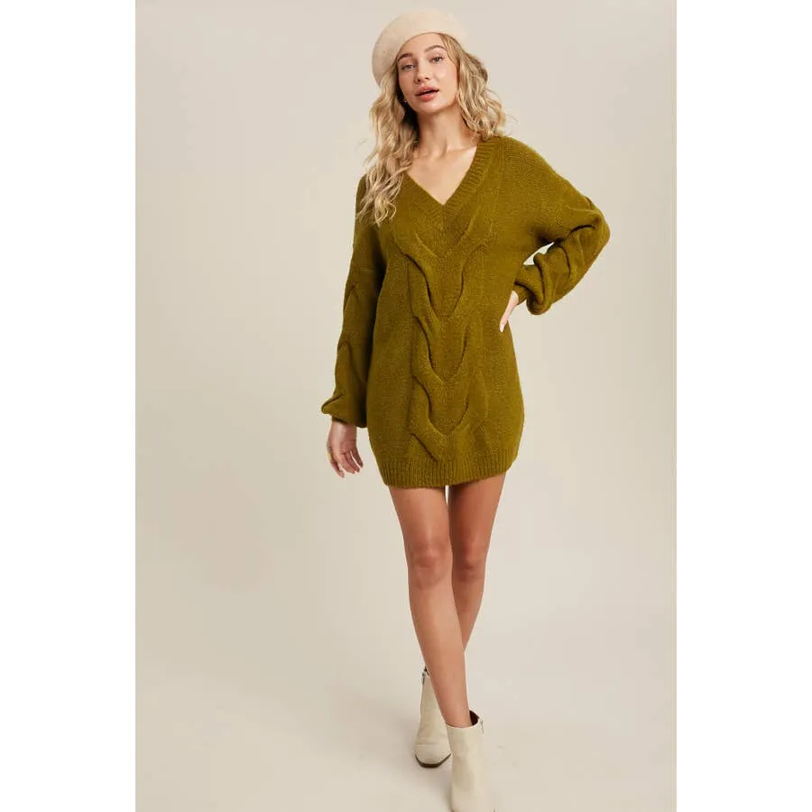 Spiral Twist Cable Tunic Sweater
