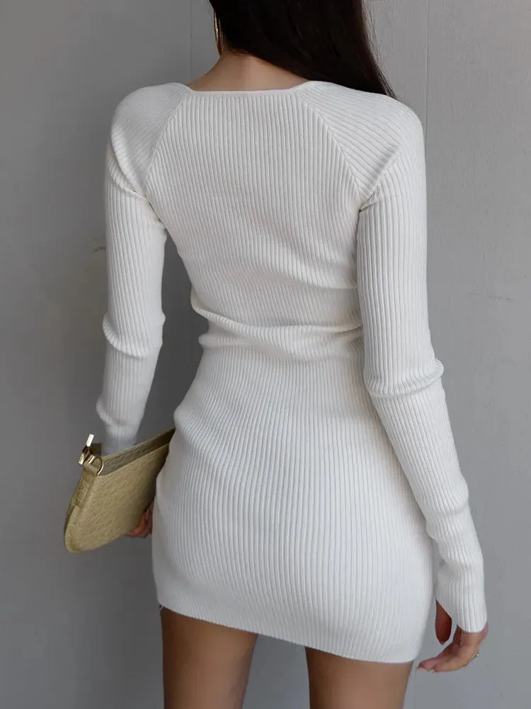 Tossy Knit White Sweater Dress