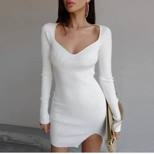 Tossy Knit White Sweater Dress