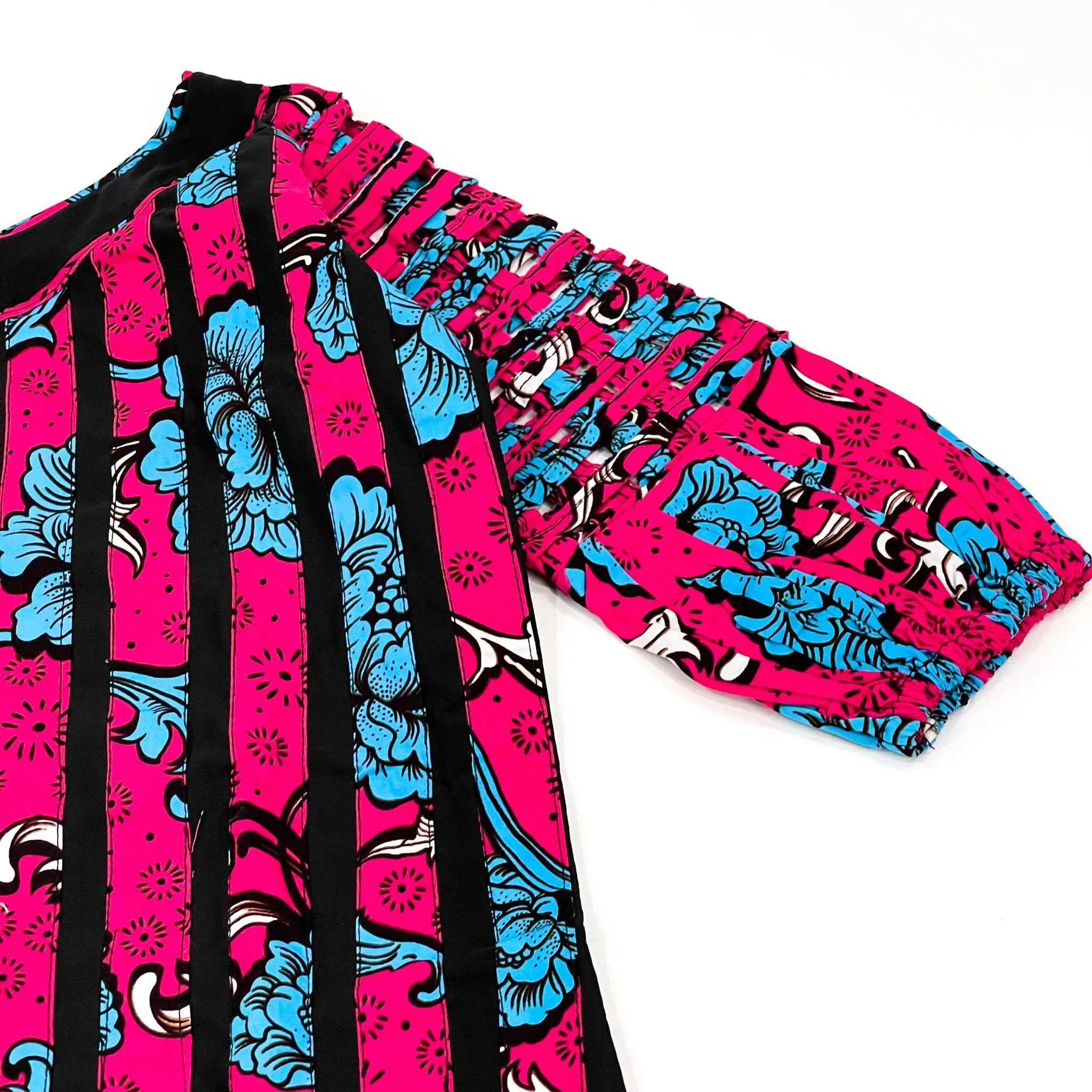 Women's Pink Ankara & Cotton Mix Dress