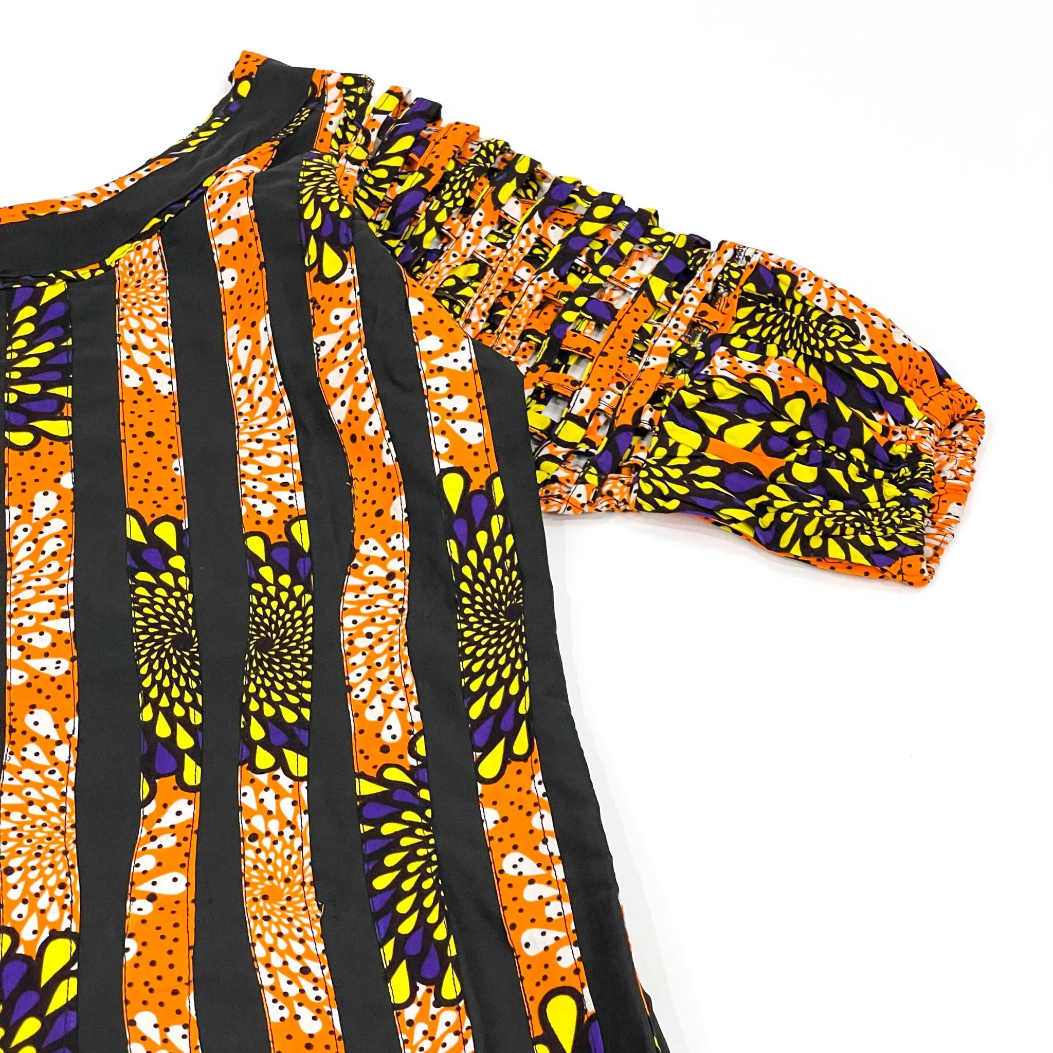 Women's Yellow & Green Ankara Cotton Mix Dress