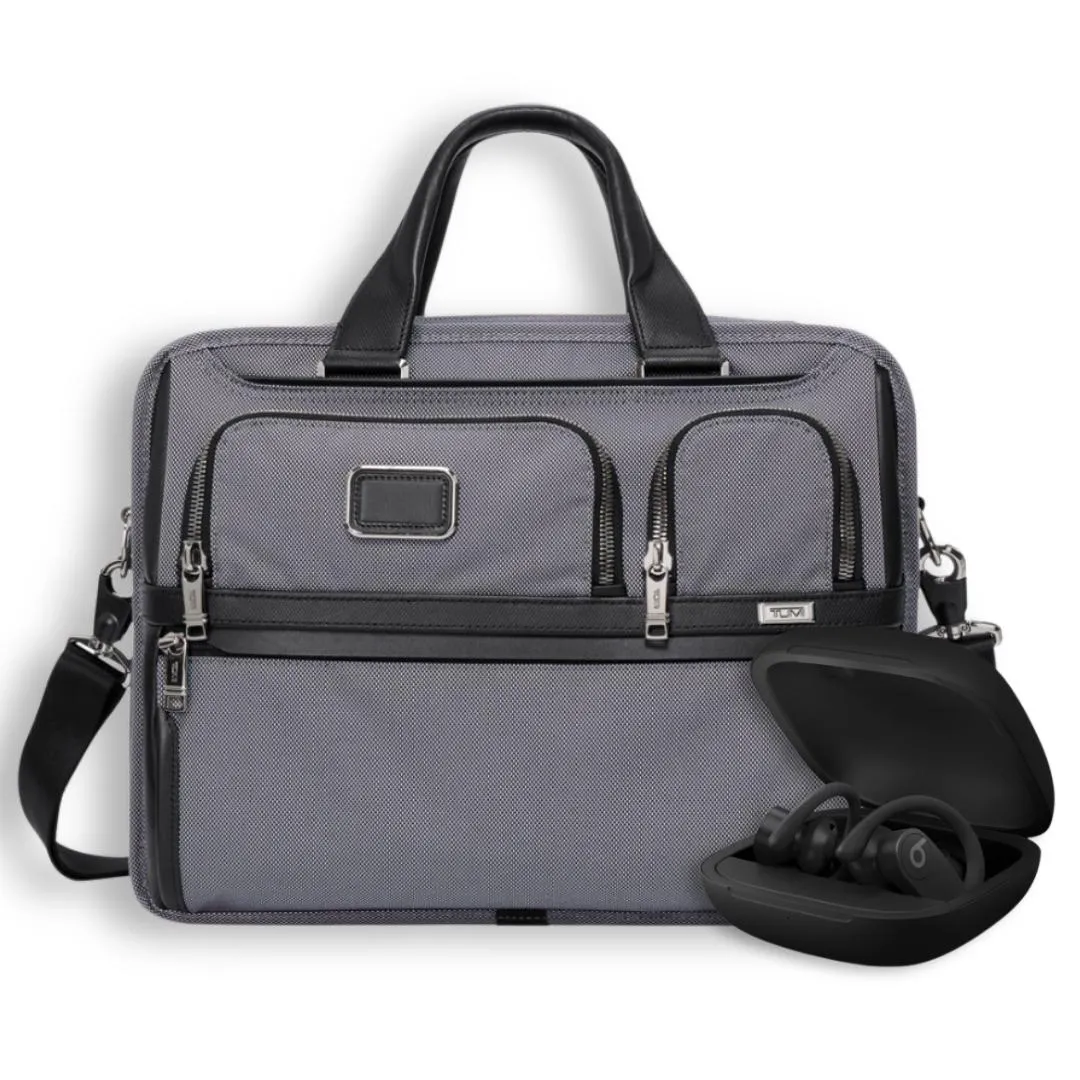 Work and Play Essentials Set: Tumi Organizer Brief   Powerbeats Pro